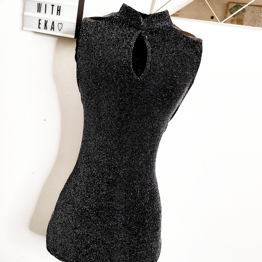 Black sequin sleeveless top